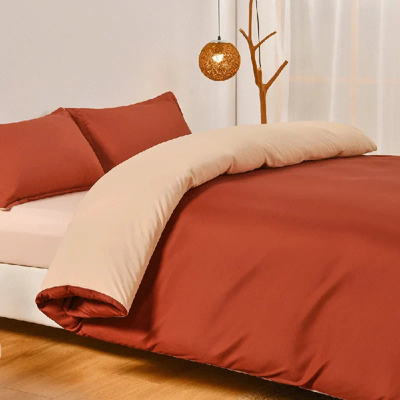 Afralia™ Solid Color Quilt Cover Set with Pillowcases, Full Queen King Size Bedclothes