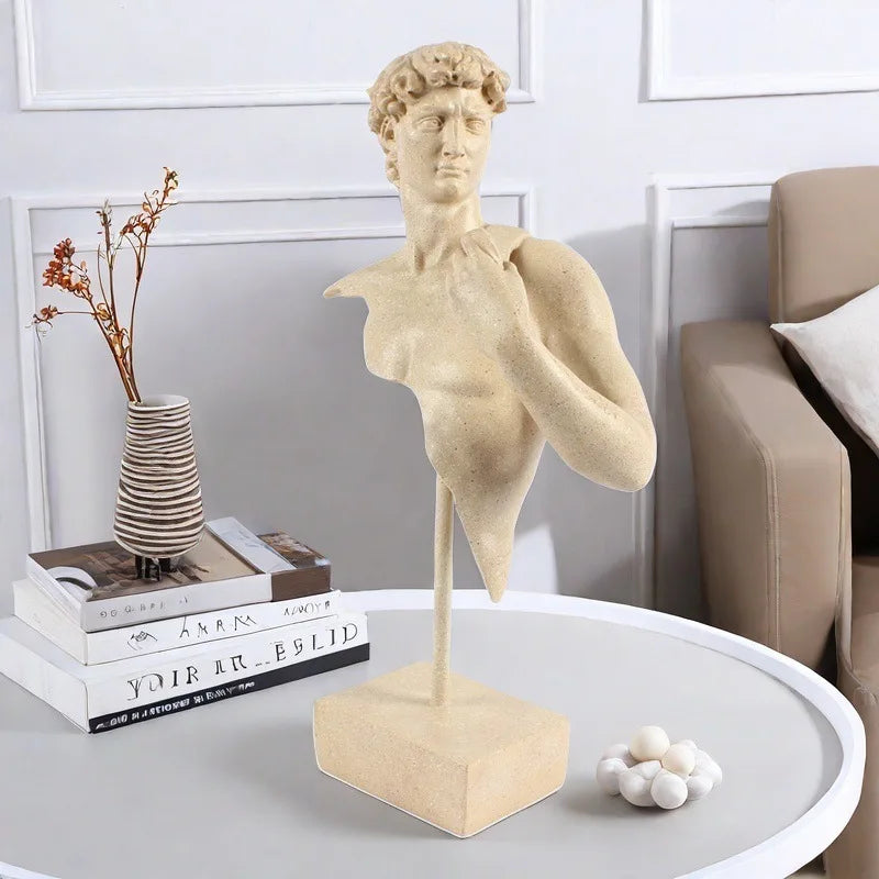 Afralia™ David Bust Resin Sculpture | Abstract Nude Man Figurine for Room Decor