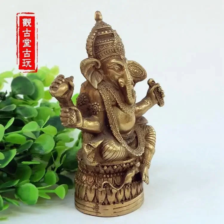 Afralia™ Bronze Ganapati Elephant Buddha Statue
