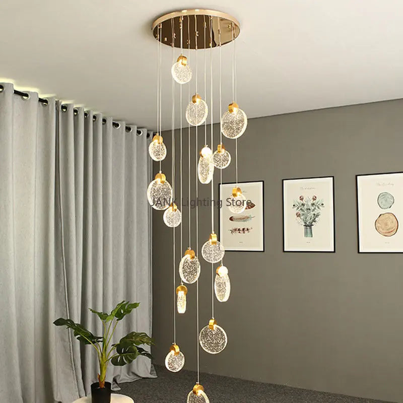 Afralia™ Bubble Crystal Ceiling Pendant Light, LED Villa Staircase Hanging Lamps