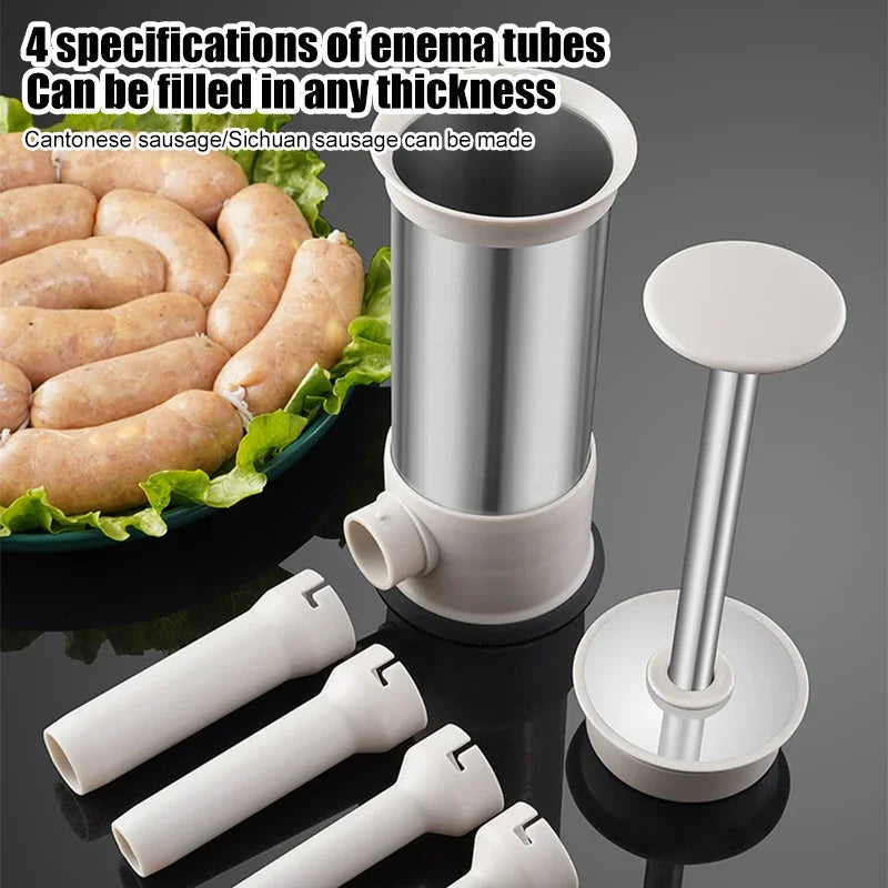 Afralia™ Stainless Steel Sausage Maker Homemade Kitchen Tool Sausage Filler