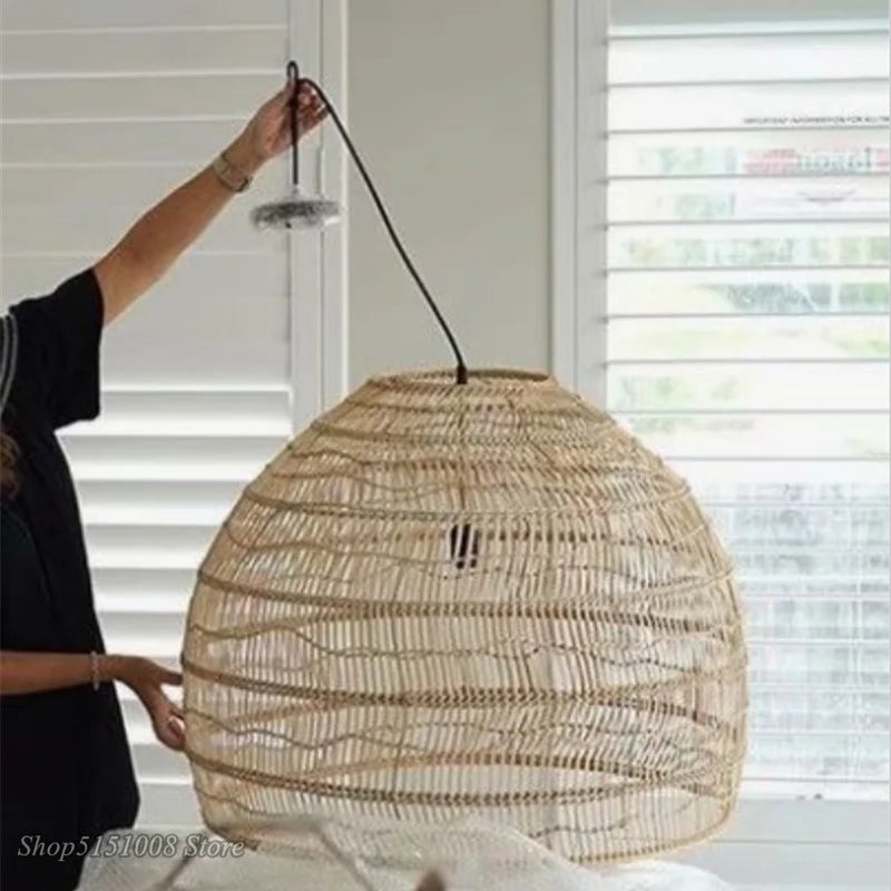 Afralia™ Elegant Rattan Wave Pendant Light for Modern Rustic Home Decor