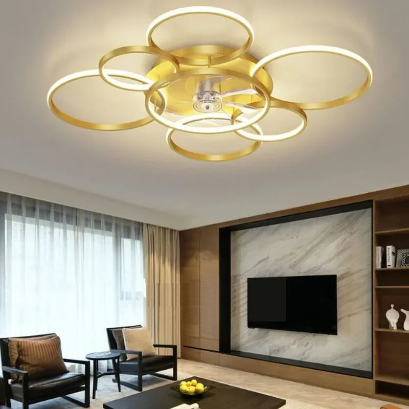 Afralia™ Luxury Nordic Living Room Ceiling Fan Light