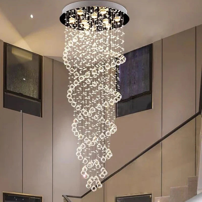 Afralia™ Modern Luxury LED Chandelier for Staircase Hotel Bedroom Pendant Light