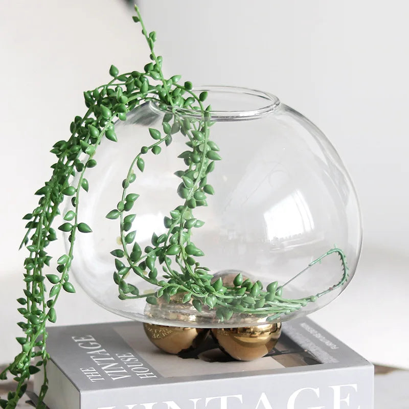 Afralia™ Geometric Golden Ball Glass Vase for Floral Arrangements and Home Decor