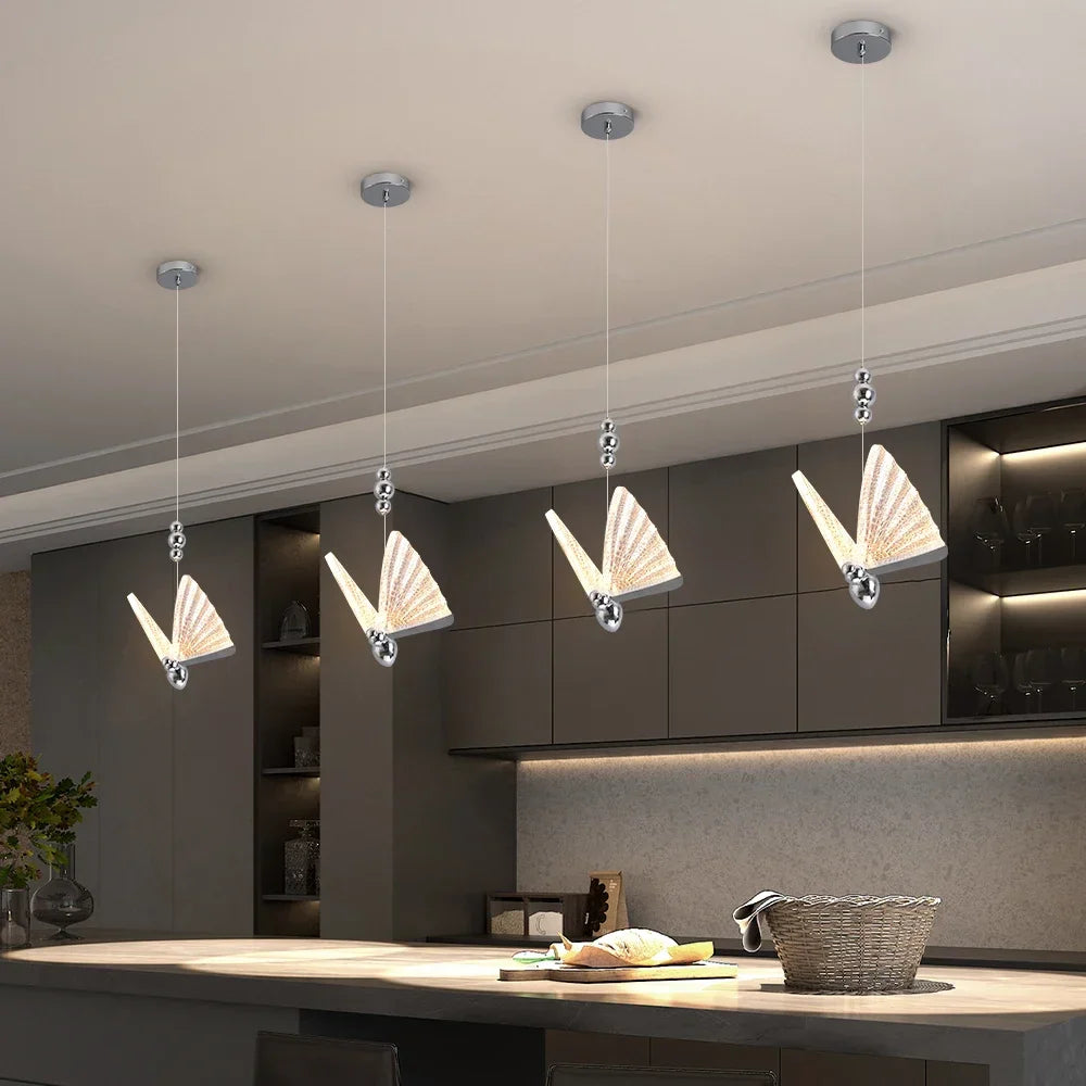 Afralia™ Butterfly LED Chandelier Pendant Light for Modern Living and Dining Spaces
