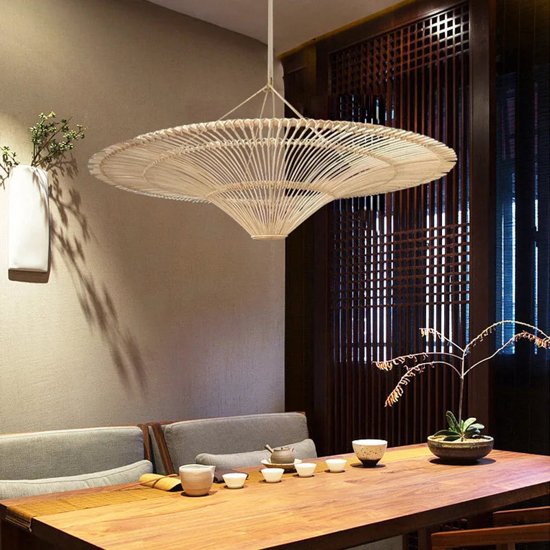 Afralia™ Handmade Rattan Wicker Chandelier for Home and Shop Decor