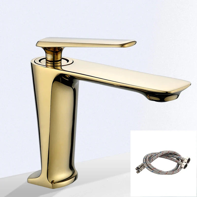 Afralia™ Gold Basin Mixer with Single Handel for Bathroom Vanity, Chrome Finish