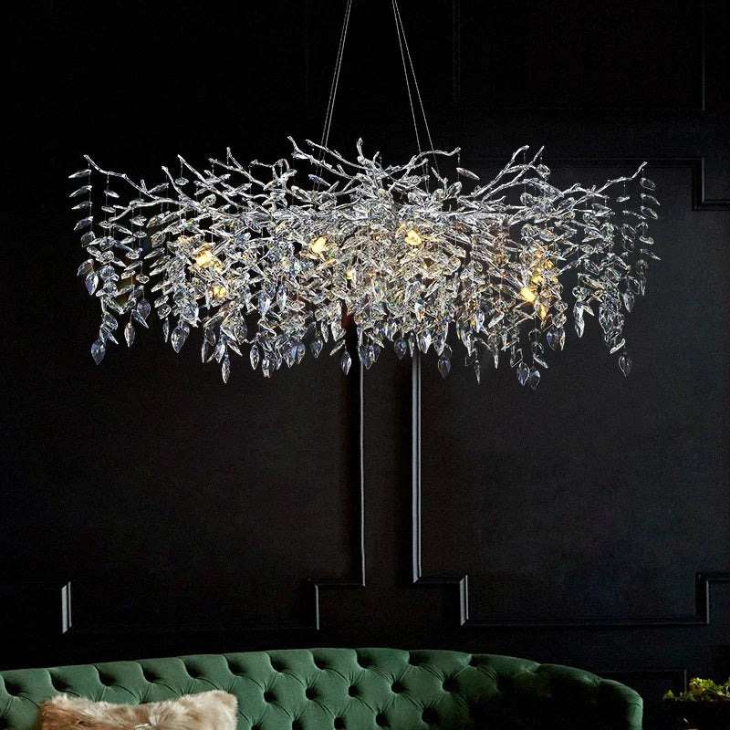 Afralia™ Crystal Pendant Chandelier Luxury LED Lighting Branch Design for Living and Dining Rooms