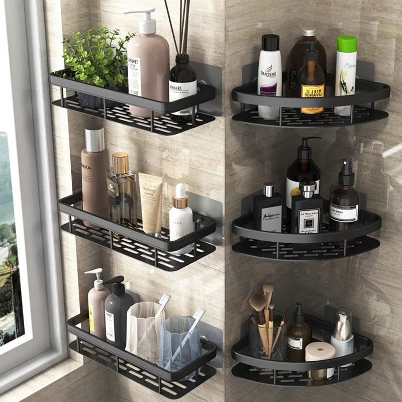 Afralia™ Aluminum Corner Shower Storage Rack - Punch-free Bathroom Shelf Organizer