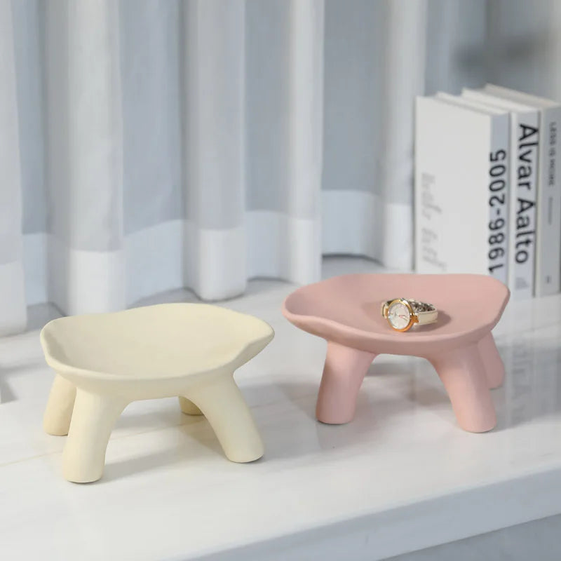 Afralia™ Nordic Ceramic Jewelry Dish Stool: Earrings Necklaces Rings Storage Display Tray