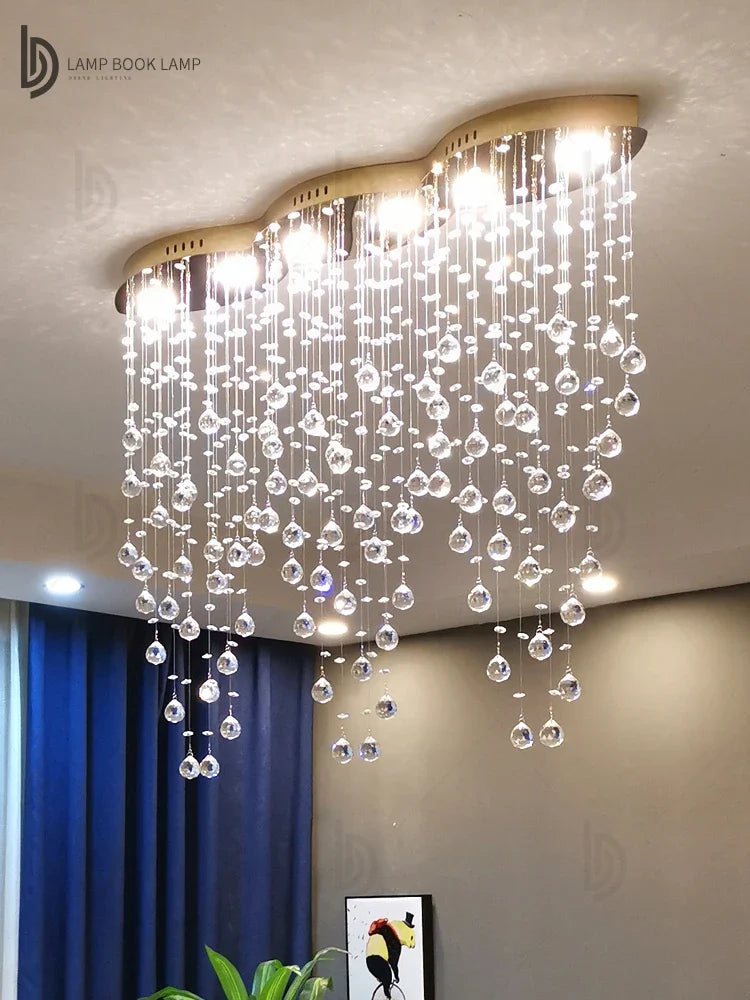 Afralia™ Water Drop Crystal Chandelier: Elegant Cafe & Bar Decor