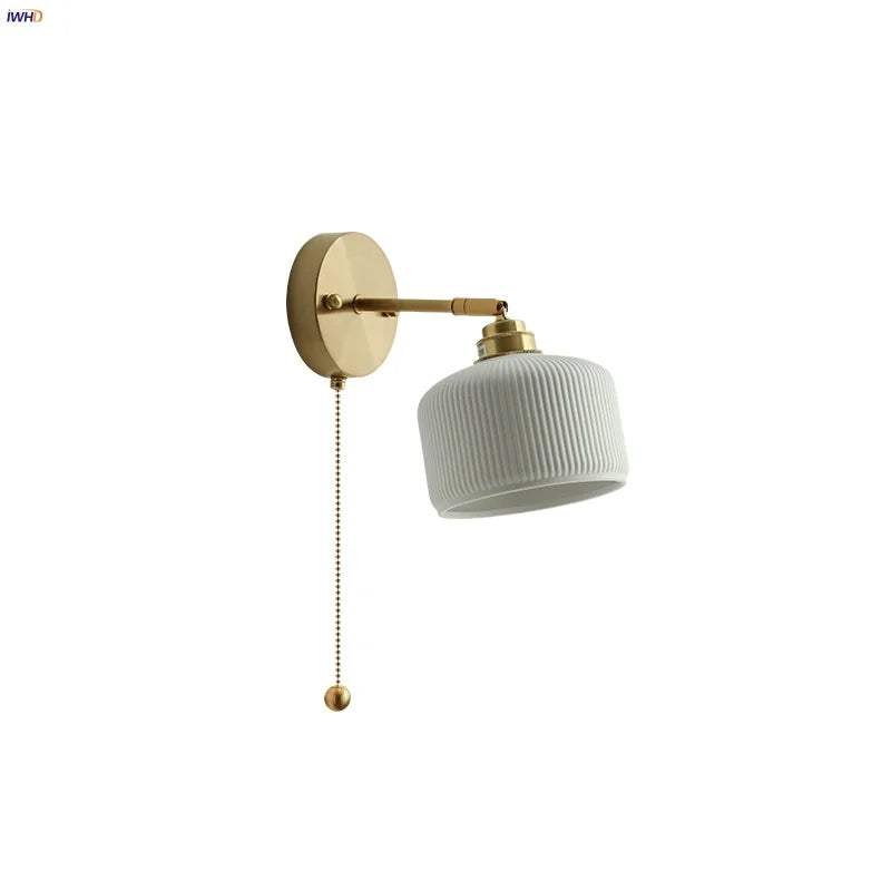 Afralia™ Ceramic LED Wall Sconce Up Down Rotate Pull Chain Mirror Light