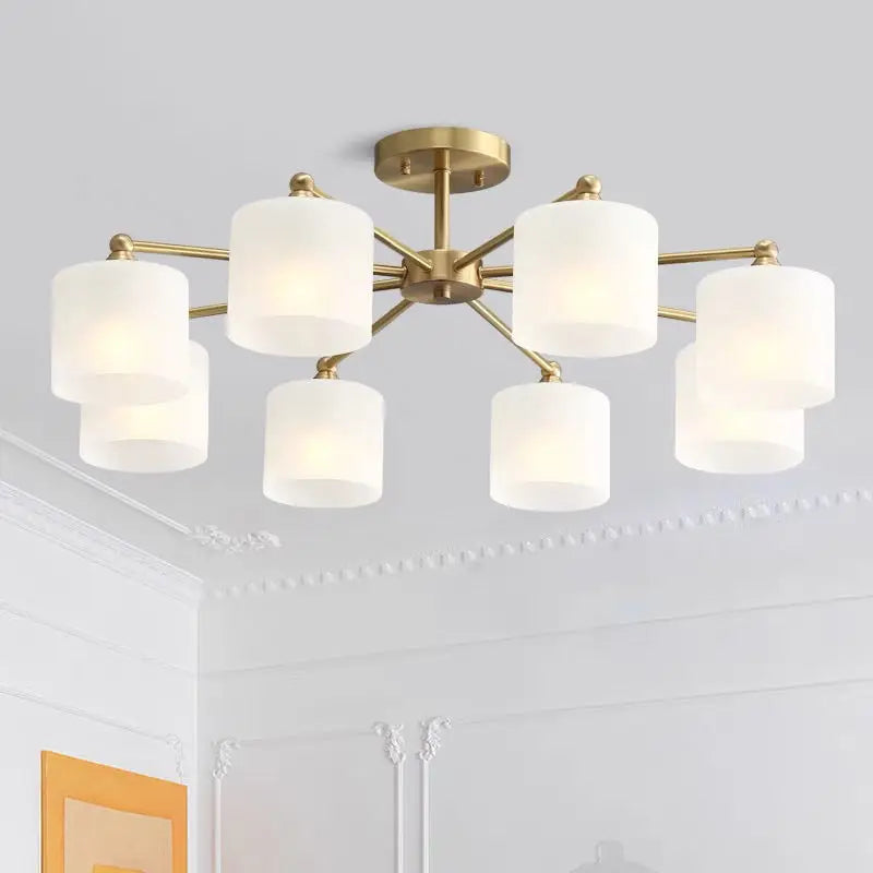 Afralia™ LED Black/Gold Ceiling Chandelier with Lampshade for Elegant Living Room Decor