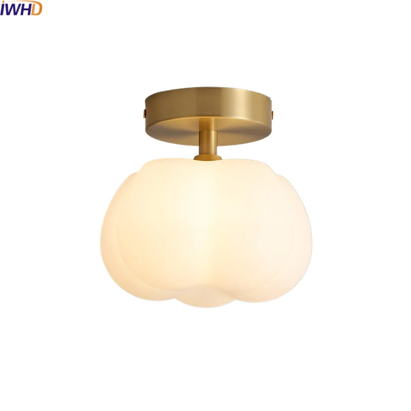 Afralia™ Cotton Shape LED Ceiling Lamp - Cream. Nordic Style, Hallway Balcony Porch Light.