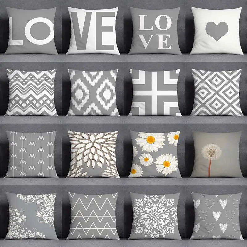 Afralia™ Geometric Floral Print Lumbar Pillow Case 45X45cm Sofa Cushion Cover