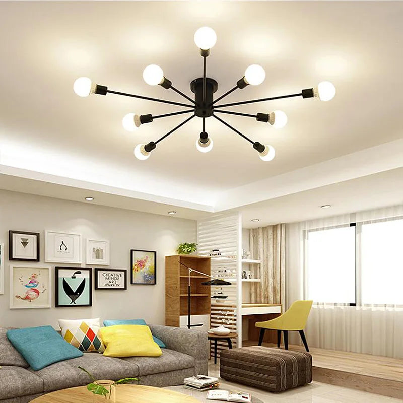 Afralia™ Vintage Spider Chandelier Black/White Ceiling Lights Fixture for Living Room