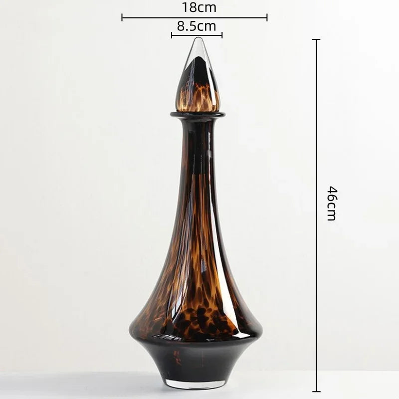 Leopard Print Glass Vase with Lid by Afralia™ - Stylish Home Decoration & Floral Arrangement Accessory