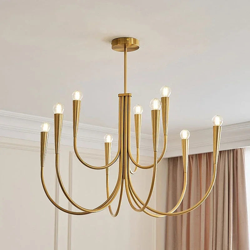 Afralia™ Gold Metal Chandelier: Modern Nordic LED Lighting for Living Room, Kitchen, Dining Room