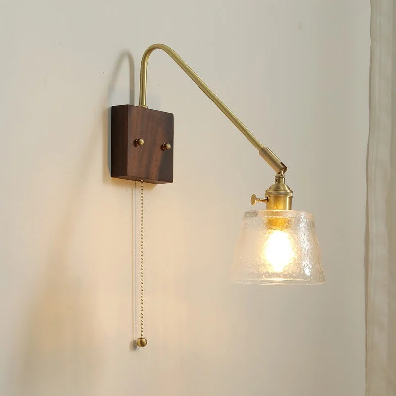 Afralia™ Modern LED Wall Lamp Walnut Copper Stair Light Fixtures Bedroom Bathroom Living Room