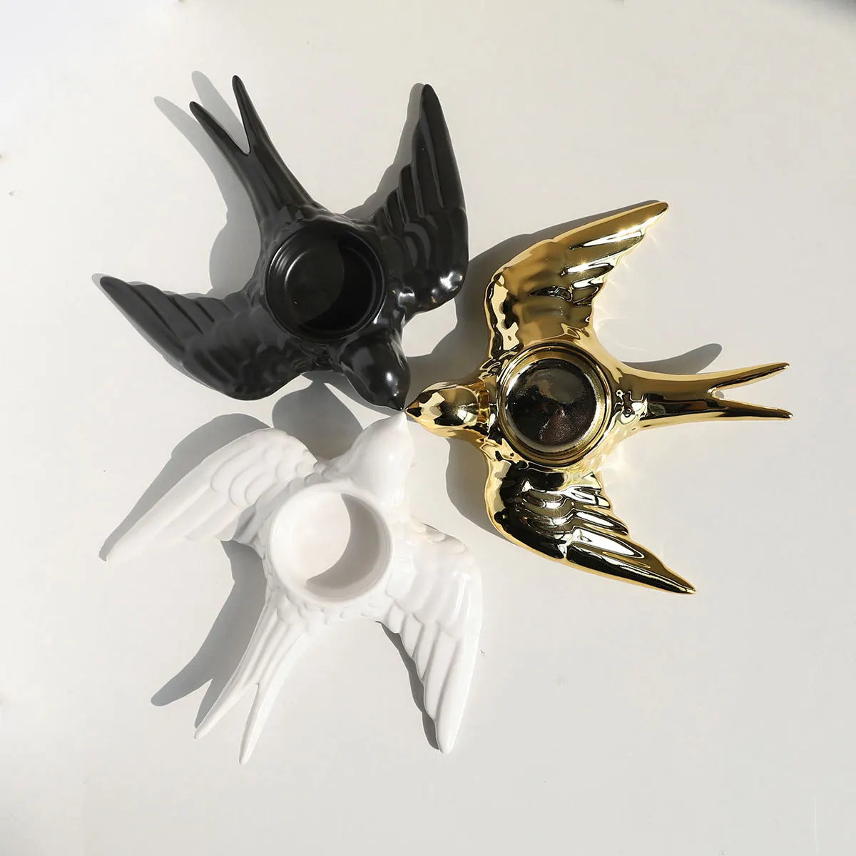 Afralia™ Golden Bird Ceramic Candle Holder Tray Wedding Decoration