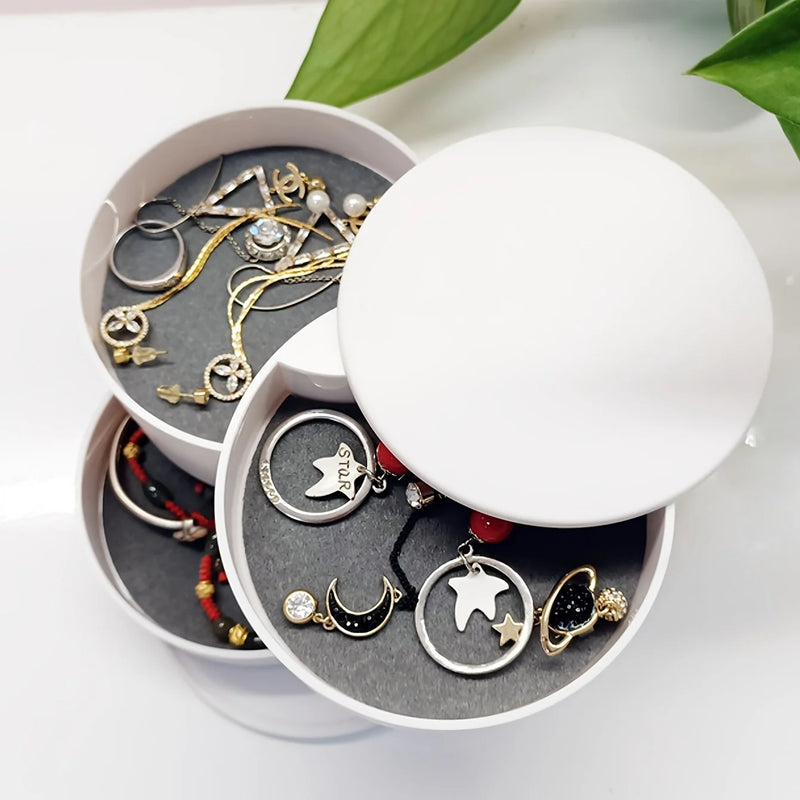 Afralia™ Rotating Multi-layer Desktop Storage Box with Lid - Jewelry and Makeup Organizer