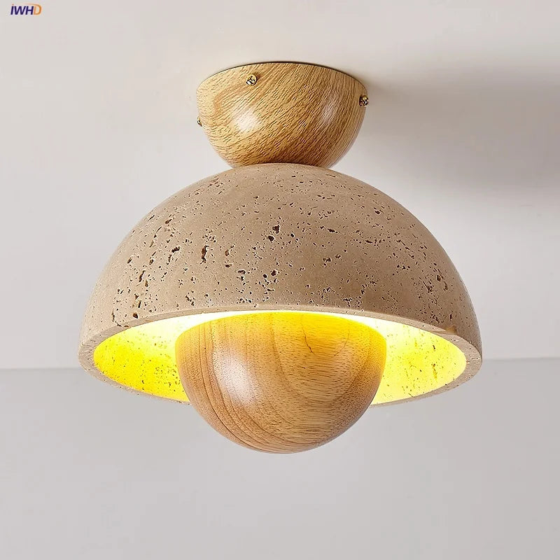 Afralia™ Yellow Cave Stone LED Ceiling Light Fixture Vintage Loft Home Decor
