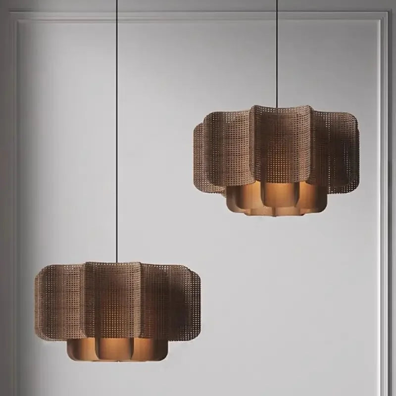 Afralia™ Vintage Woven Rattan Chandelier for Home Tea Room Bar Counter