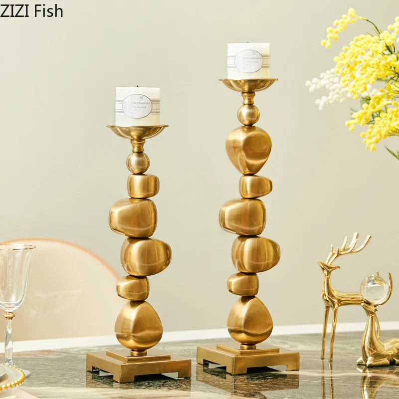 Afralia™ Golden Alloy Stone Pile Candle Holder Ornament Home Aroma Container