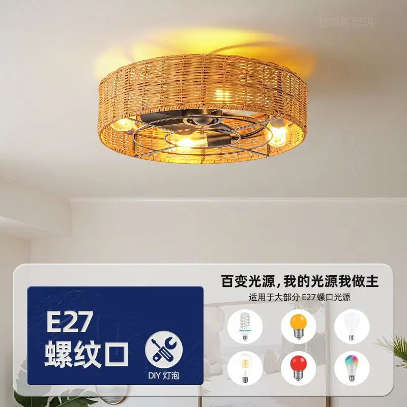 Afralia™ LED Ceiling Fan Retro Light with Remote Control for Living Room-Bedroom-Dining Room