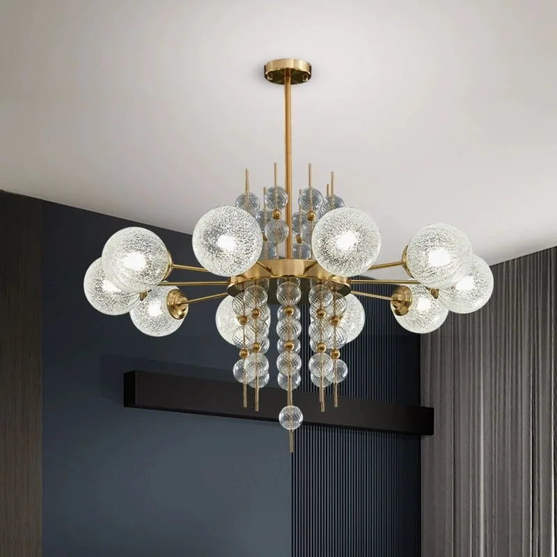 Afralia™ Glass Ball LED Pendant Chandelier - Modern Kitchen Island Luminaria