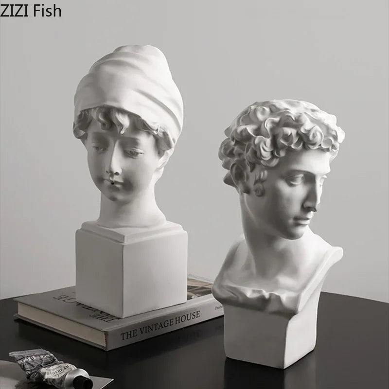 Afralia™ Resin Female Figure Sculpture Desk Ornament Room Decor White Creative Artwork