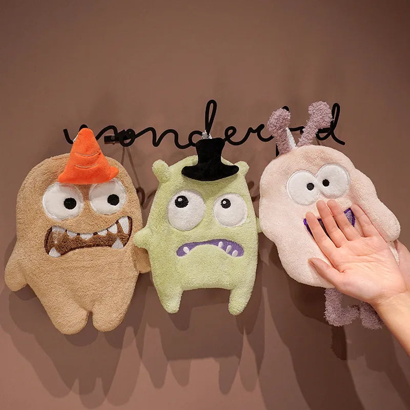 Afralia™ Cartoon Animal Coral Velvet Hand Towel Set - 4 Colors