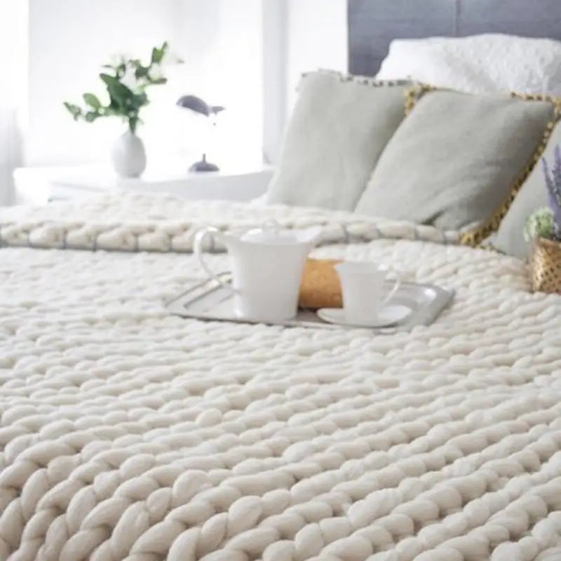 Afralia™ Wool Knit Newborn Blankets for Photography Props, Handwoven Thick Blankets for Spring-Autumn