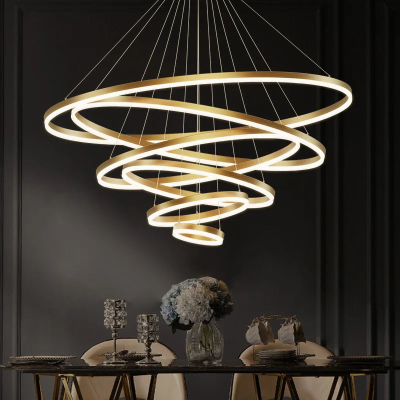Afralia™ Nordic Circular Chandelier Hanging Pendant Light for Living Room and Dining Room