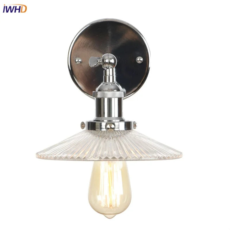 Afralia™ Vintage Chrome LED Wall Light with Clear Glass Sconce for Indoor Bedroom