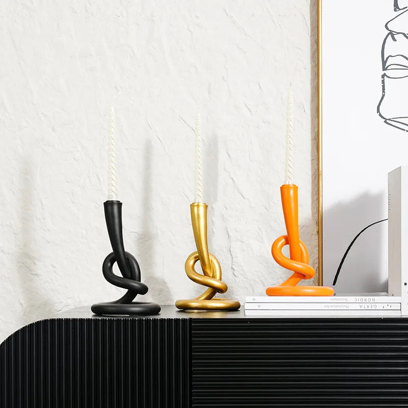 Afralia™ Resin Handicrafts Knot Candle Holder Geometric Home Decor Candelabros