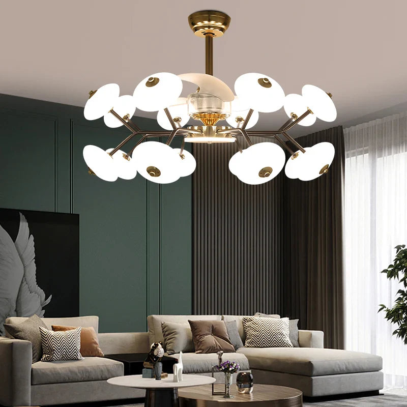Afralia™ Nordic Luxury Ceiling Fan with Remote Control LED Light for Home Bedroom