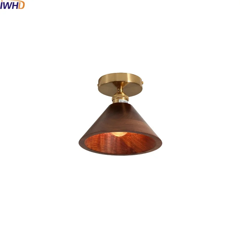 Afralia™ Walnut Copper LED Ceiling Lamp Modern Home Lighting Fixture