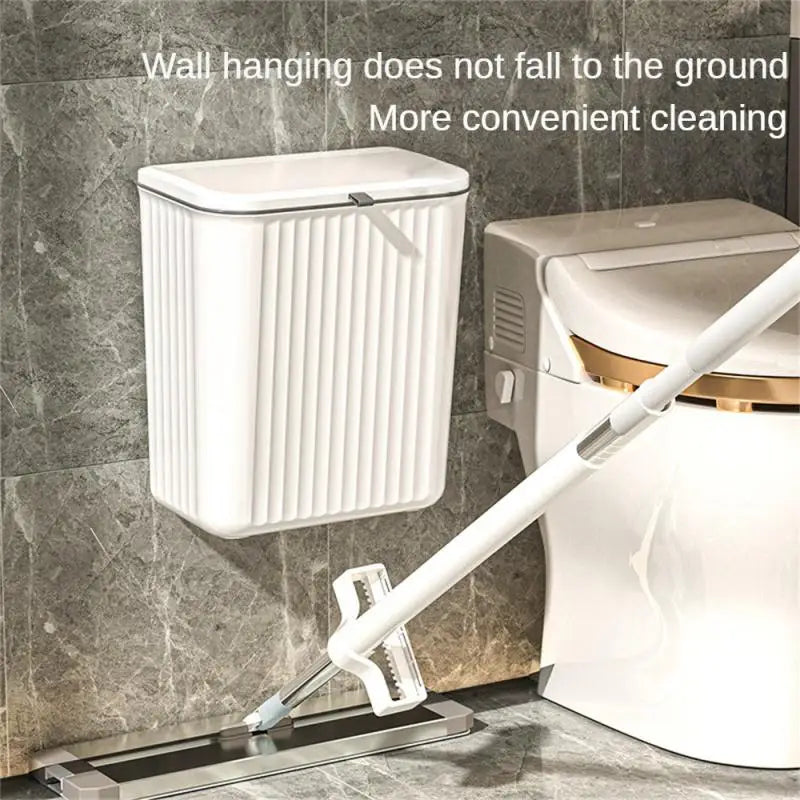 Afralia™ Wall-Mounted Trash Can with Lid, Large Capacity Recycling Garbage Bin for Bathroom & Kitchen