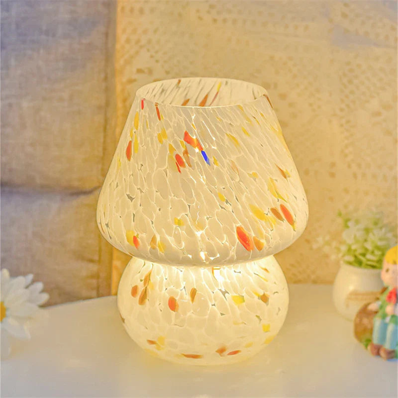 Afralia™ Striped Mushroom LED Table Lamp for Bedroom Decor