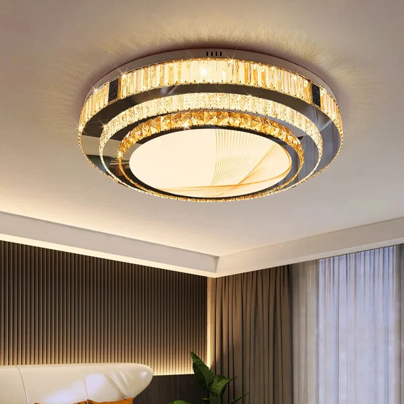 Afralia™ Gold Crystal LED Chandelier: Modern Luxury Ceiling Lighting for Living Room, Bedroom & Bathroom
