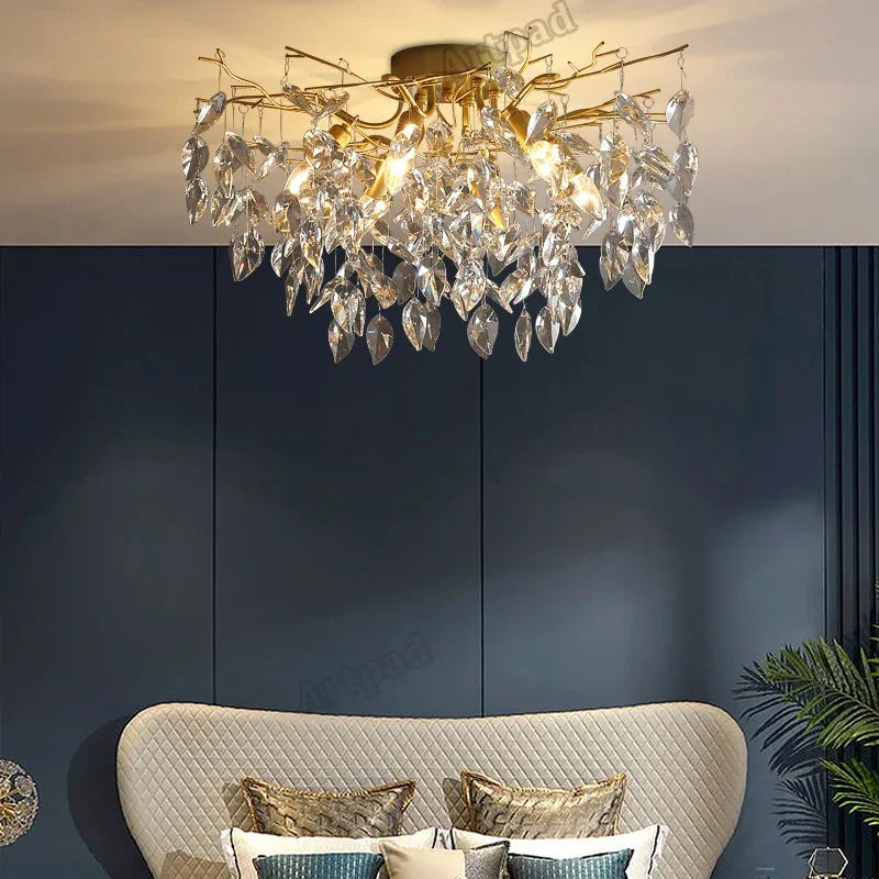 Afralia™ Vintage Crystal Ceiling Lamp LED Chandelier for Living Room & Bedroom