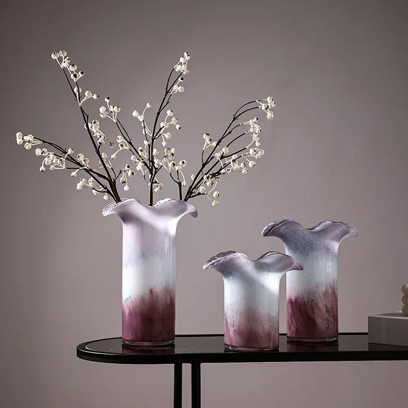 Afralia™ Purple Wave Edge Vase: Gradient Flower Arrangement Home Decor