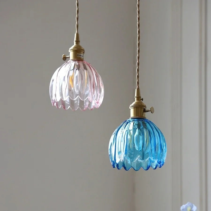 Afralia™ Blue Glass LED Pendant Light: Modern Nordic Hang Lamp for Living, Dining, Coffee Room