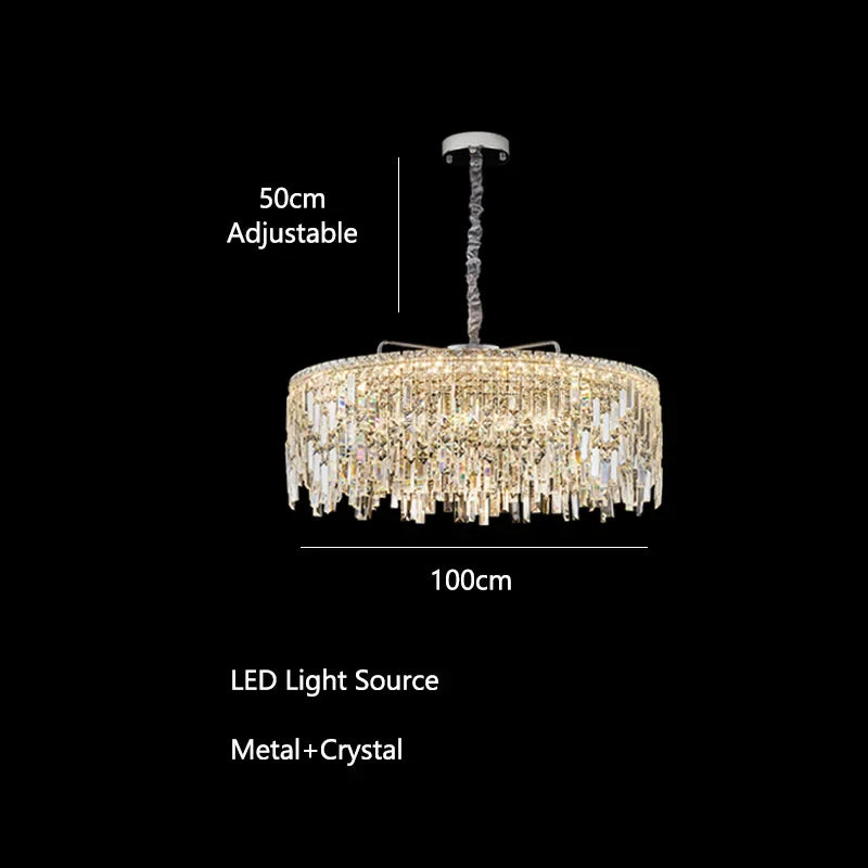 Afralia™ Luxury Crystal Round LED Chandelier 2024 | Creative Home Decor Lighting