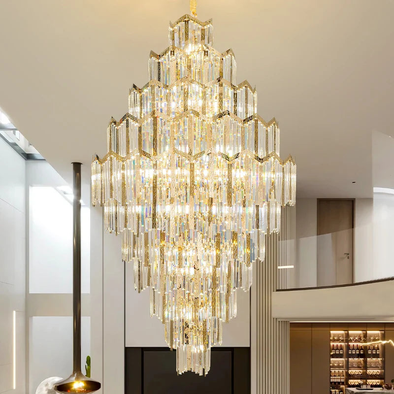 Afralia™ Crystal Chandelier: Modern Simple Luxury for Duplex Villa & Loft