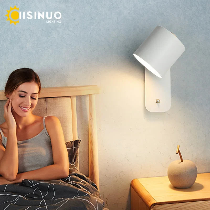 Afralia™ Rotatable Nordic Bedside Wall Lamp with Switch | Adjustable Light for Home Decor & Reading