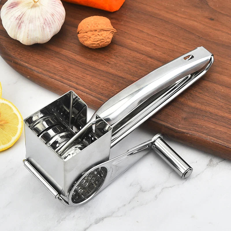 Afralia™ Rotary Cheese Grater with 4 Drums Blades - Stainless Steel Cheese Slicer & Shredder