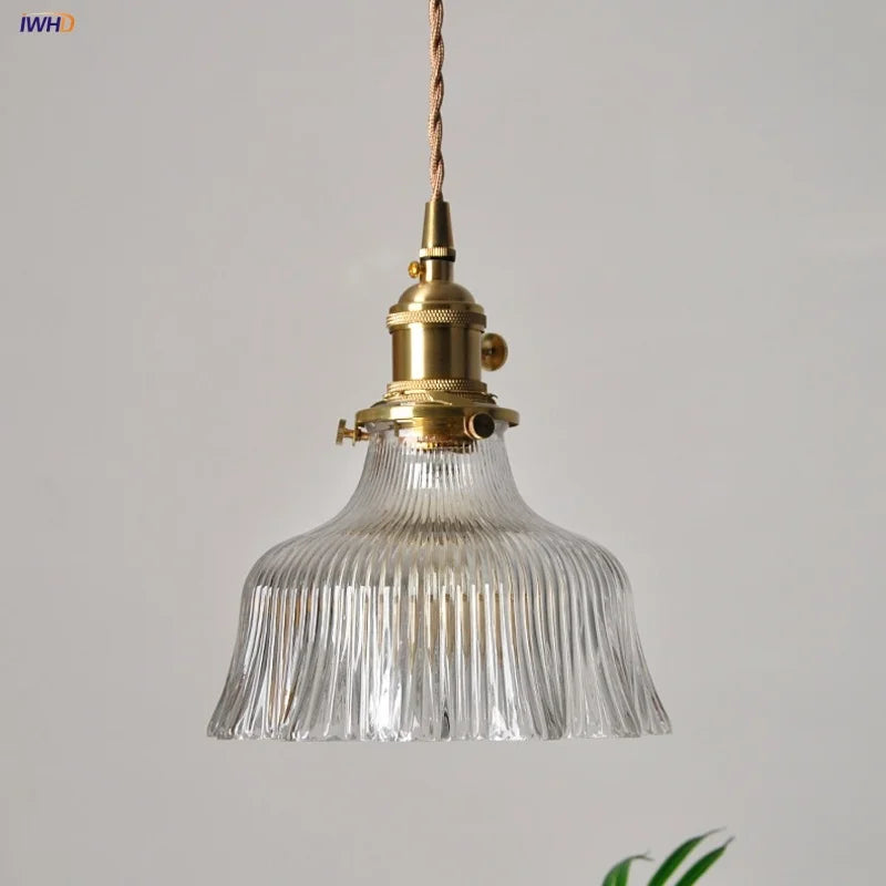 Afralia™ Clear Glass LED Pendant Lights with Copper Knob Switch for Dining Room